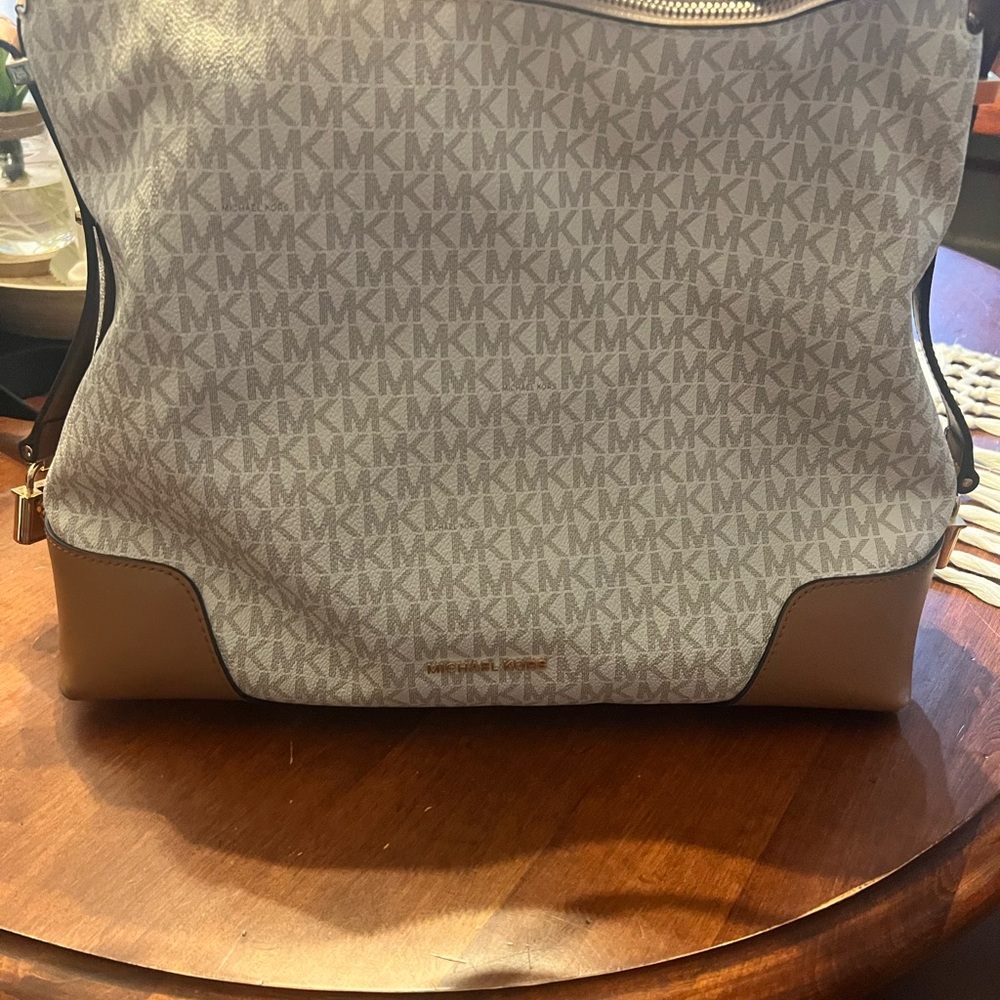 Michael Kors Monogram Gray and Tan Backpack